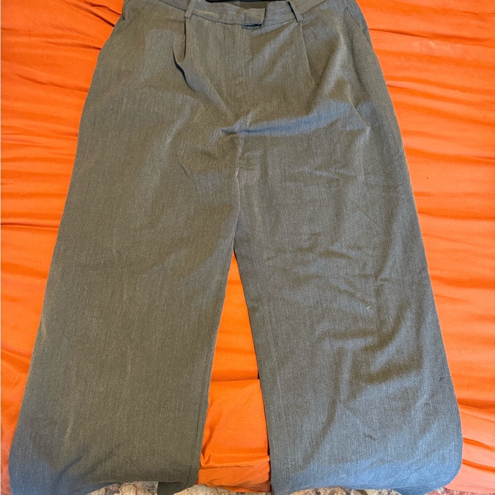 Gray Wide-Leg Trousers